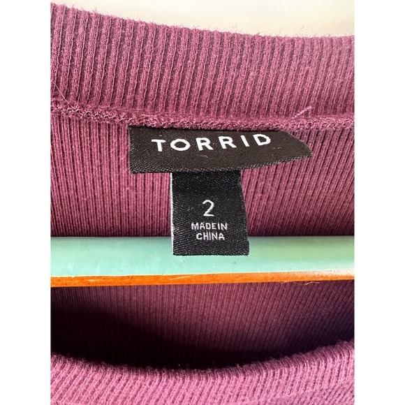 Torrid Burgundy Purple Rib Midi Dress Ribbed Short Sleeve Women's Plus Size 2 2X - Picture 6 of 12